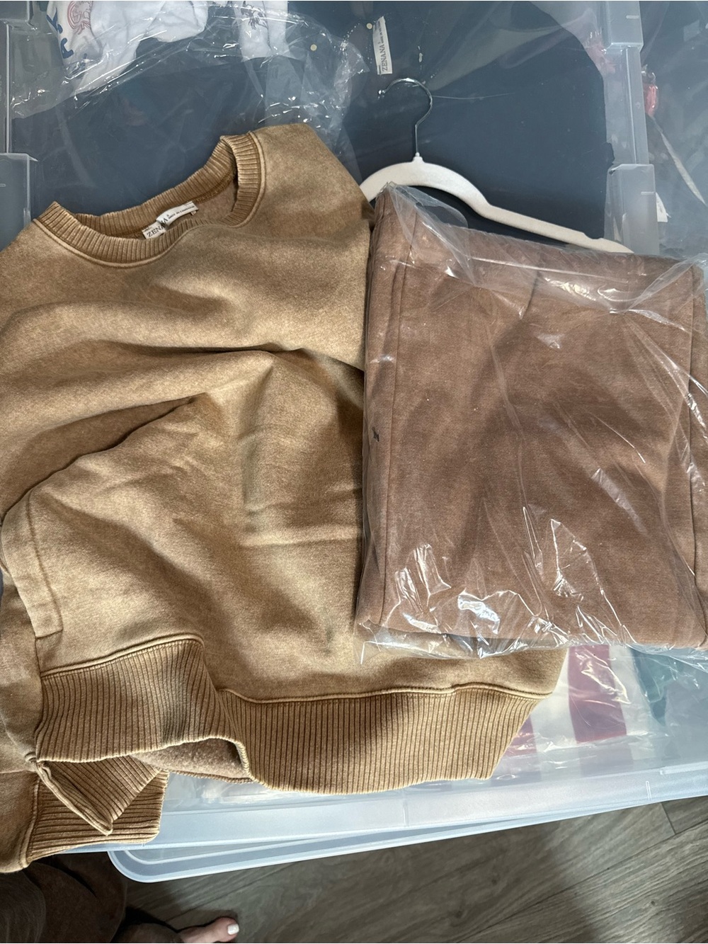 Zenana Deep Camel Acid Wash Wide-Leg Drawstring Lounge Pants -Sold Out Color - Picture 3 of 3